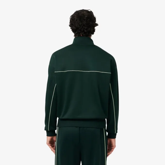 Camisola de malha polar com fecho e efeito acetinado para homem
