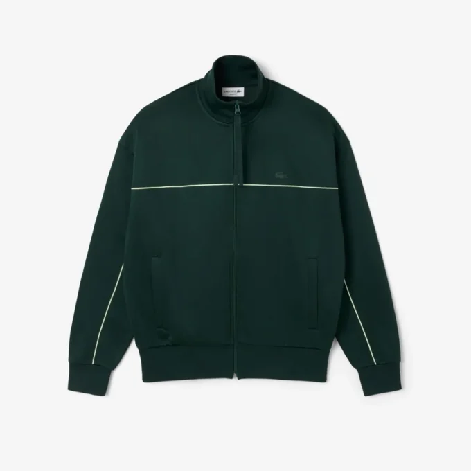 Camisola de malha polar com fecho e efeito acetinado para homem