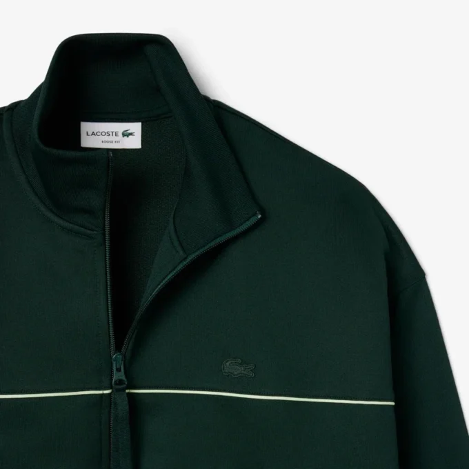 Camisola de malha polar com fecho e efeito acetinado para homem
