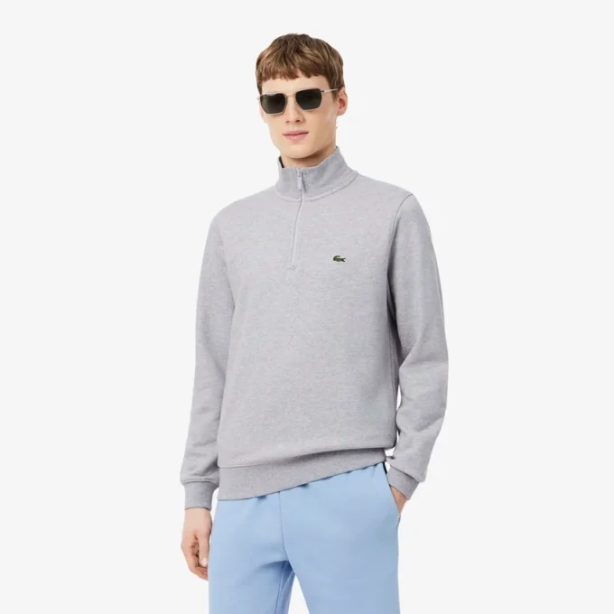 Camisola de malha polar com fecho para homem