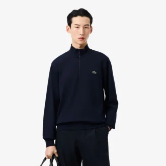 Camisola de malha polar com fecho para homem