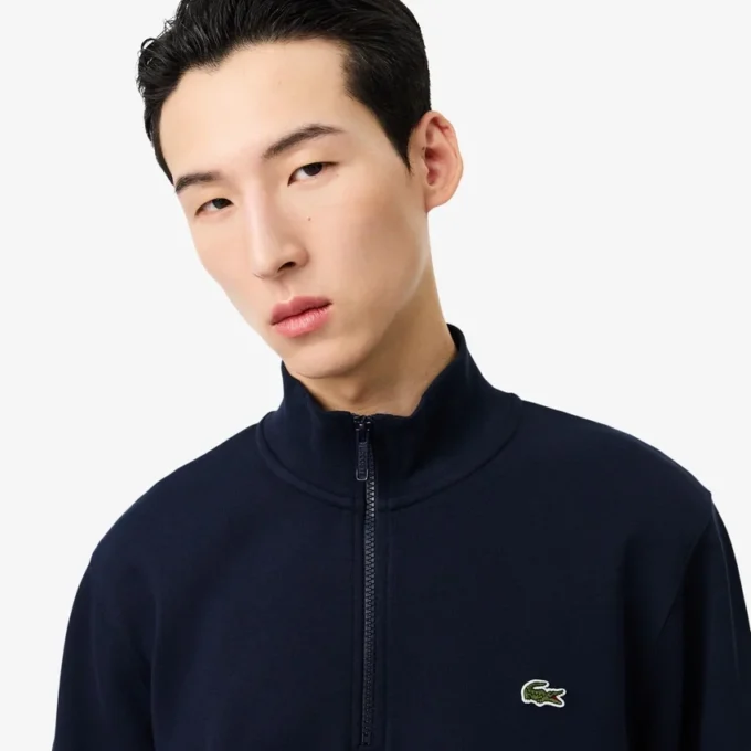 Camisola de malha polar com fecho para homem