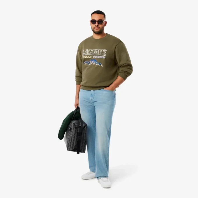 Camisola de malha polar com motivo bordado para homem