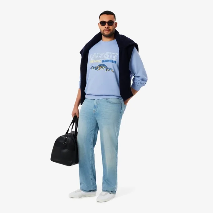 Camisola de malha polar com motivo bordado para homem