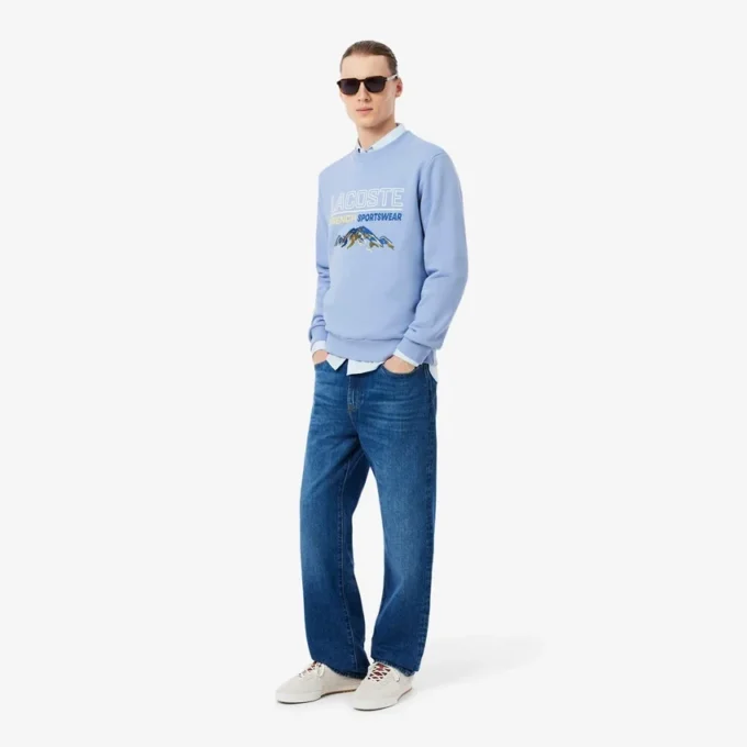 Camisola de malha polar com motivo bordado para homem