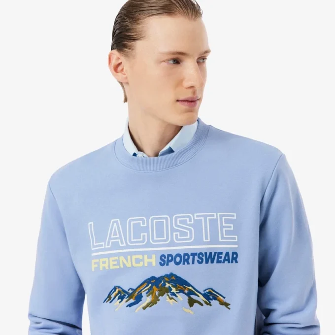Camisola de malha polar com motivo bordado para homem