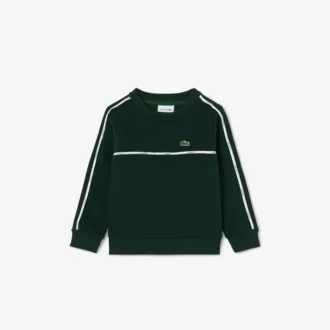 Camisola de malha polar com riscas e logótipo para rapaz