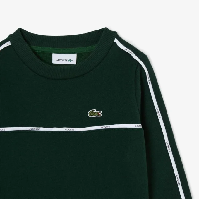 Camisola de malha polar com riscas e logótipo para rapaz