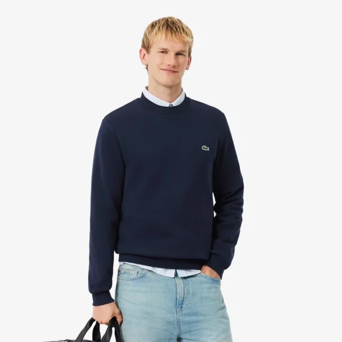 Camisola de malha polar de corte clássico para homem