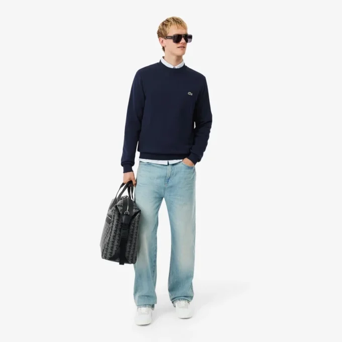 Camisola de malha polar de corte clássico para homem