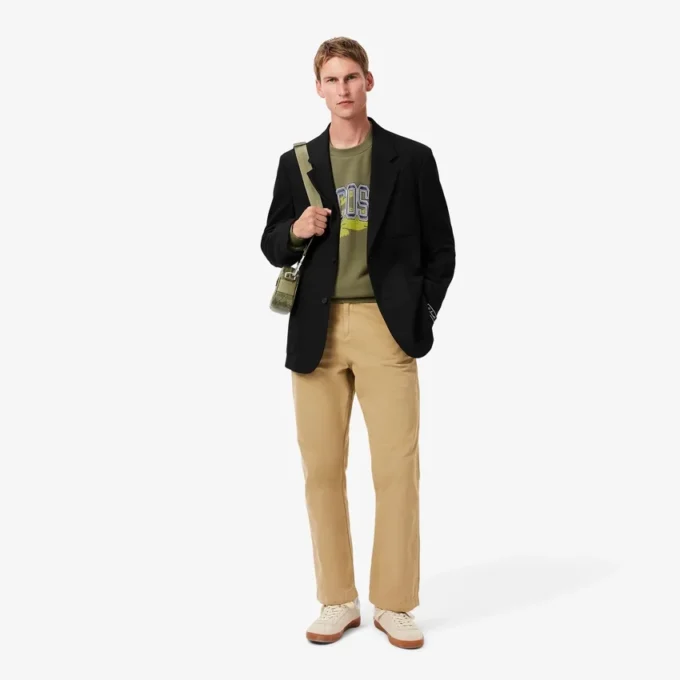Camisola de malha polar de corte largo para homem