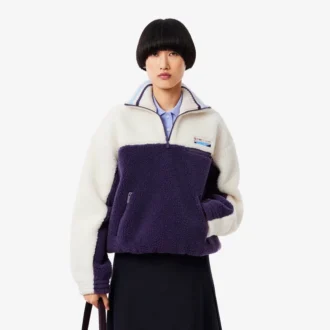 Camisola de malha polar oversized com gola alta para mulher