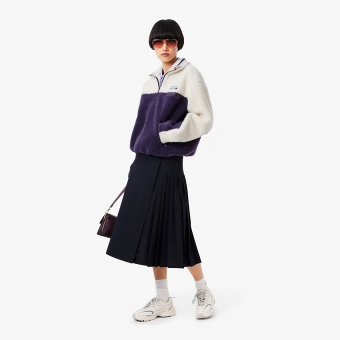 Camisola de malha polar oversized com gola alta para mulher