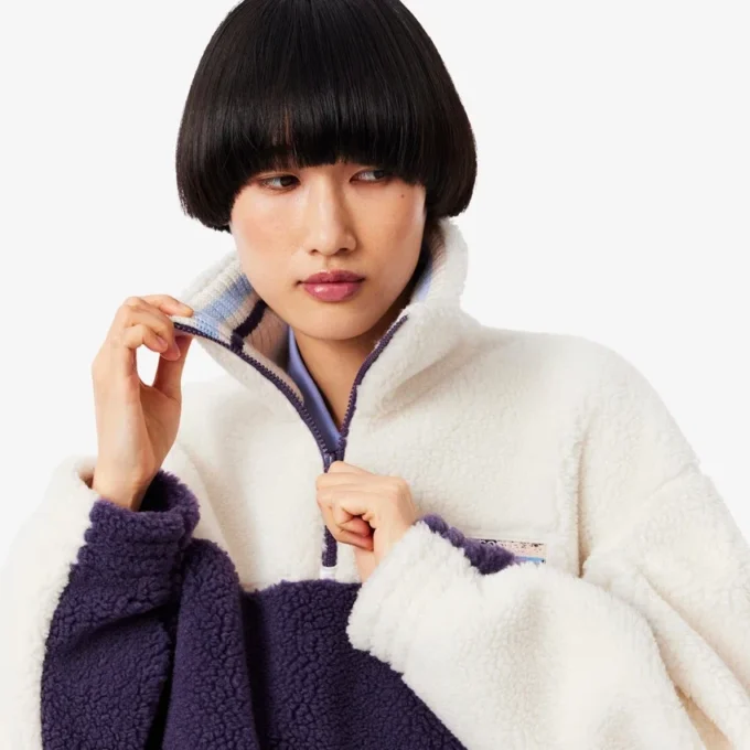 Camisola de malha polar oversized com gola alta para mulher