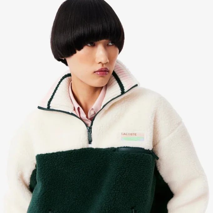 Camisola de malha polar oversized com gola alta para mulher
