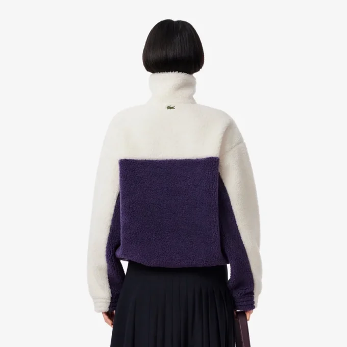 Camisola de malha polar oversized com gola alta para mulher