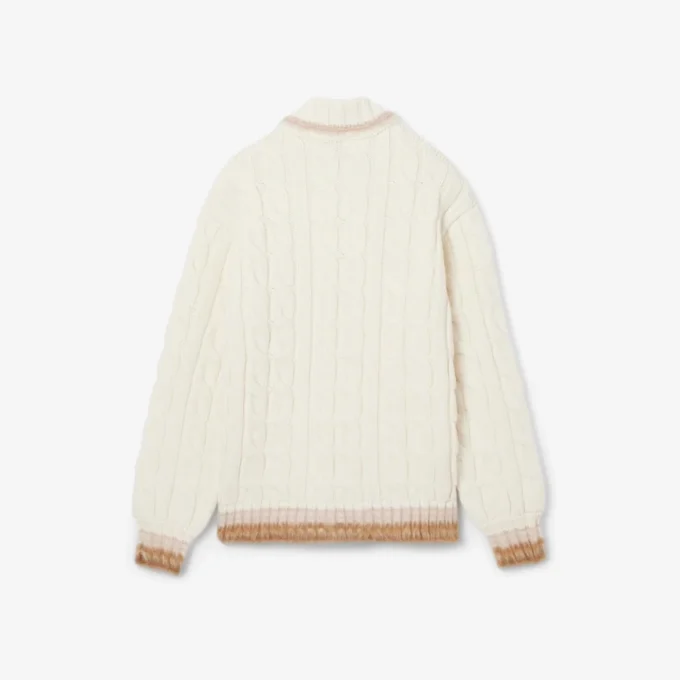 Camisola de malha trançada com gola polo em lã Runway