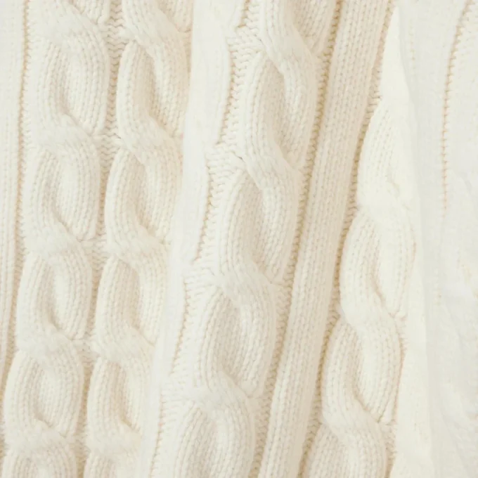 Camisola de malha trançada com gola polo em lã Runway