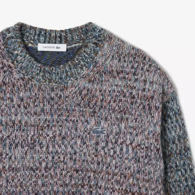 Camisola de malha trançada em mistura de lã com gola alta para mulher