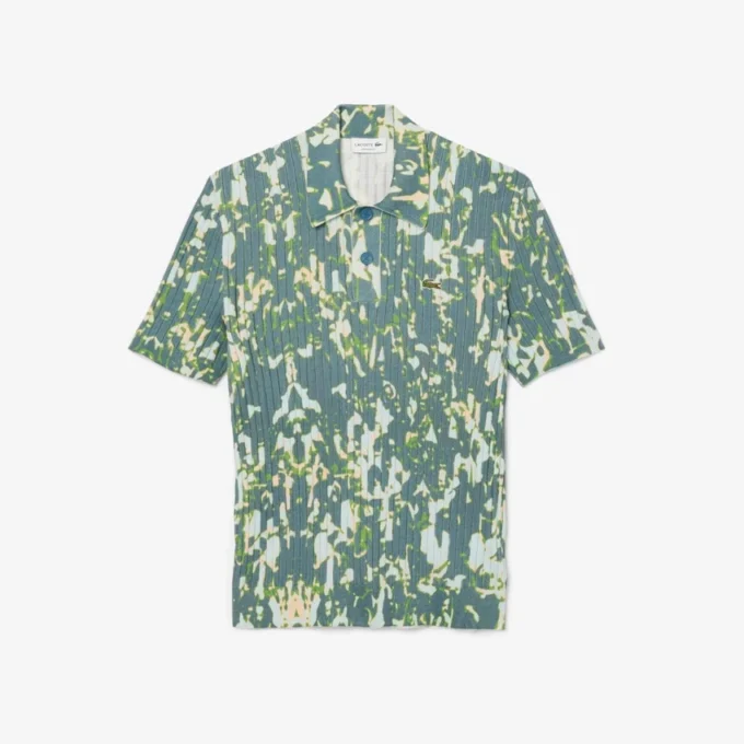 Camisola de manga curta com gola polo e estampado gráfico para homem
