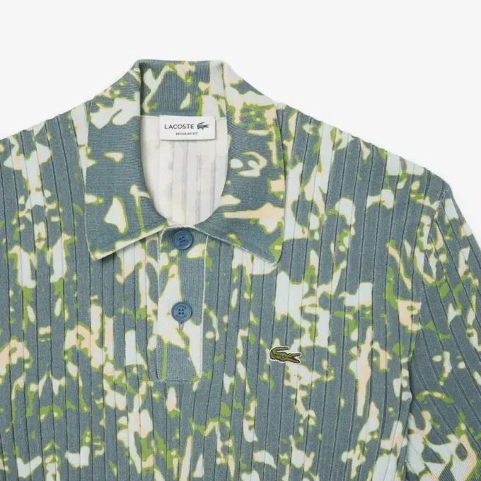 Camisola de manga curta com gola polo e estampado gráfico para homem