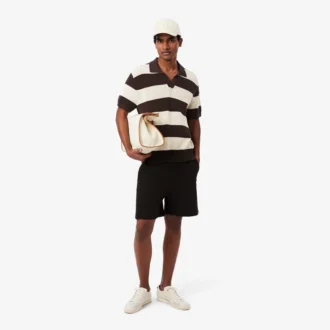Camisola de manga curta com gola polo às riscas