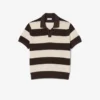 Camisola de manga curta com gola polo às riscas