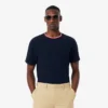 Camisola de pijama masculina com gola contrastante