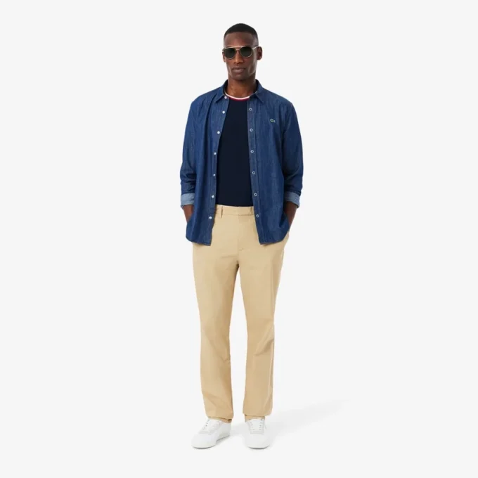 Camisola de pijama masculina com gola contrastante