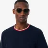 Camisola de pijama masculina com gola contrastante