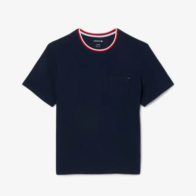 Camisola de pijama masculina com gola contrastante