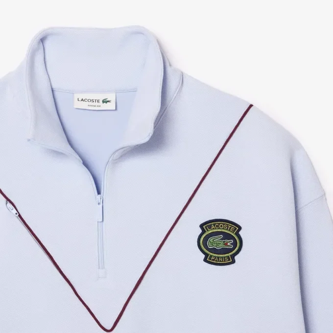 Camisola de piqué com gola com fecho e corte largo para homem