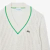 Camisola de ténis unissexo com gola em V às riscas