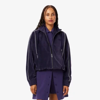 Camisola de veludo com fecho oversized para mulher