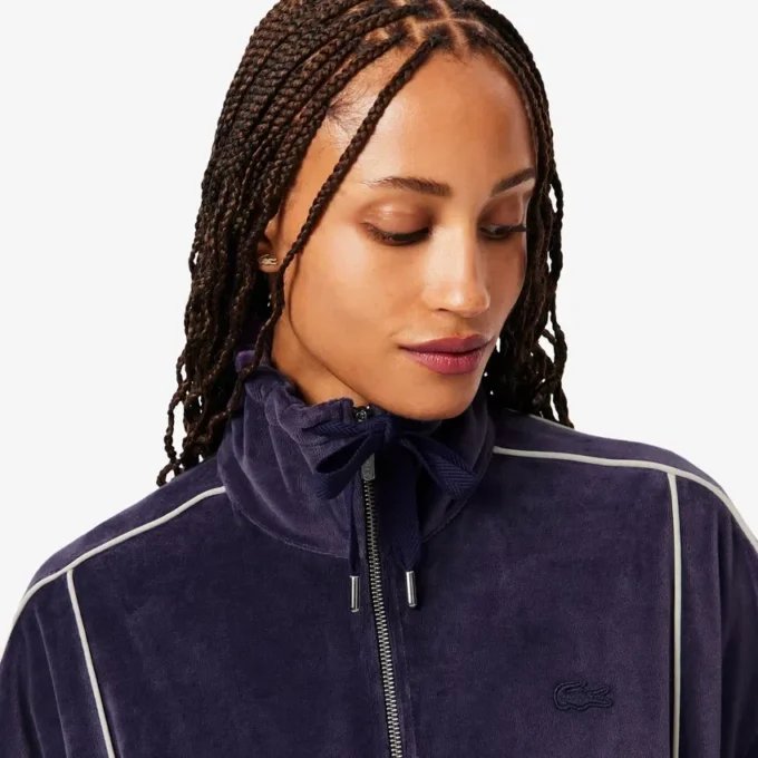 Camisola de veludo com fecho oversized para mulher