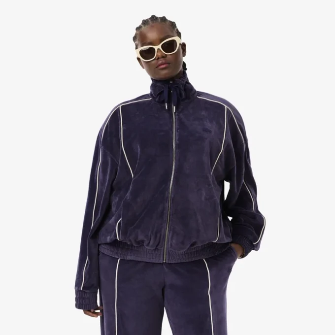 Camisola de veludo com fecho oversized para mulher