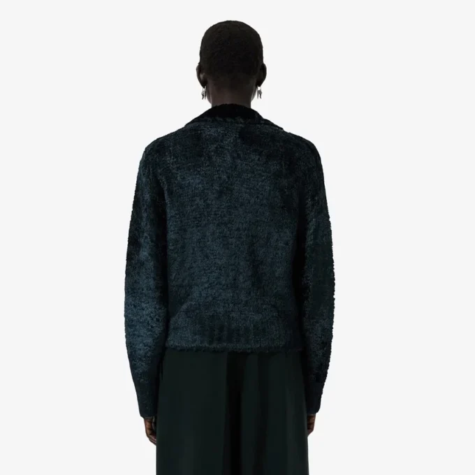 Camisola de veludo com gola polo da passerelle