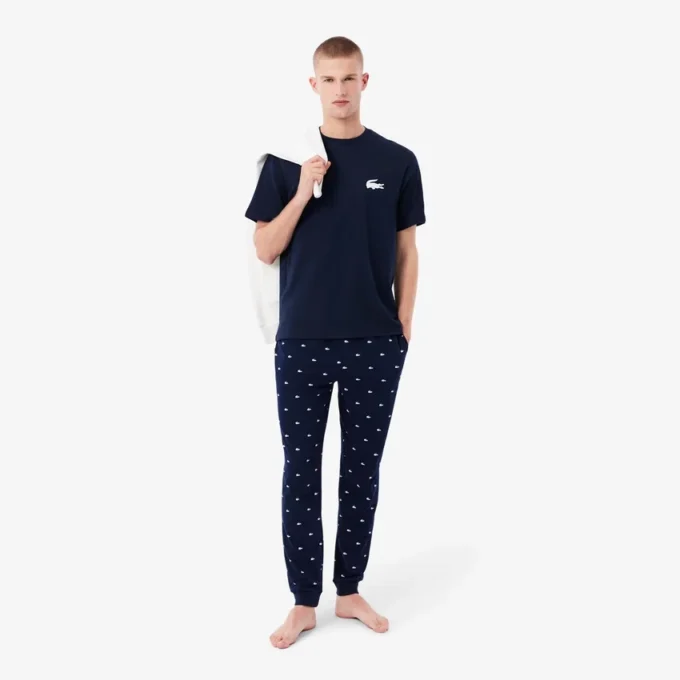Camisola interior masculina em algodão com estampado de crocodilo
