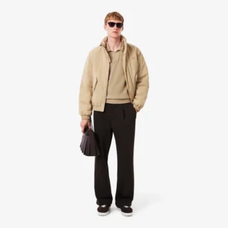 Camisola masculina de gola polo aberta em mistura de algodão