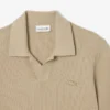 Camisola masculina de gola polo aberta em mistura de algodão