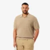 Camisola masculina de gola polo aberta em mistura de algodão