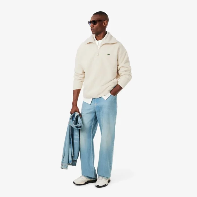 Camisola polar com fecho para homem