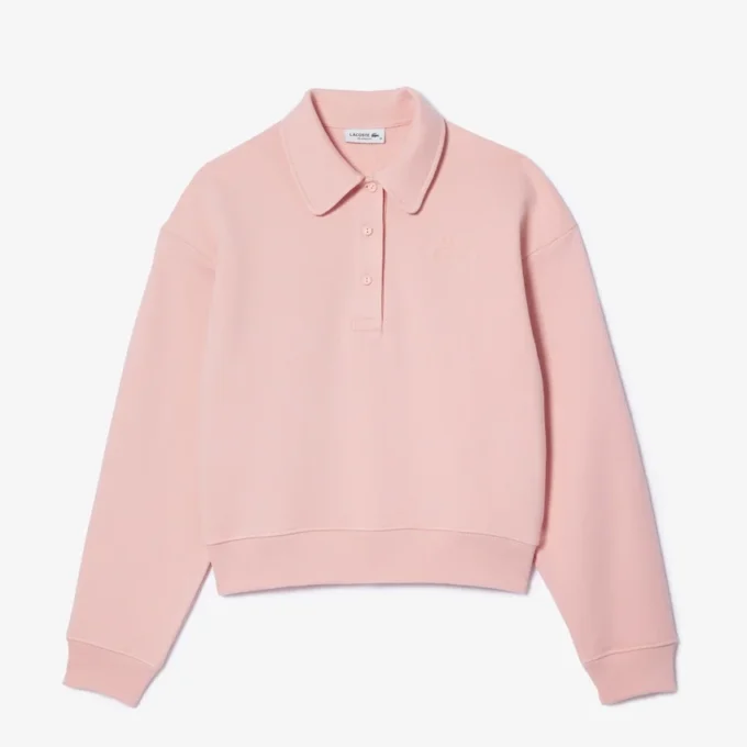 Camisola Polo Bordada de Corte Descontraído para Mulher