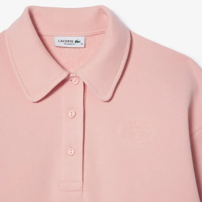 Camisola Polo Bordada de Corte Descontraído para Mulher