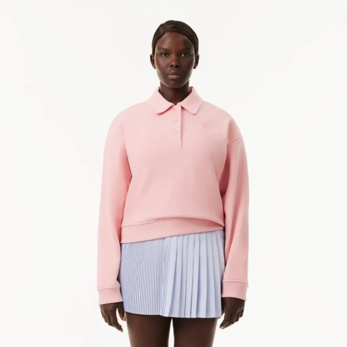 Camisola Polo Bordada de Corte Descontraído para Mulher