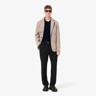 Camisola polo de lã de corte descontraído para homem
