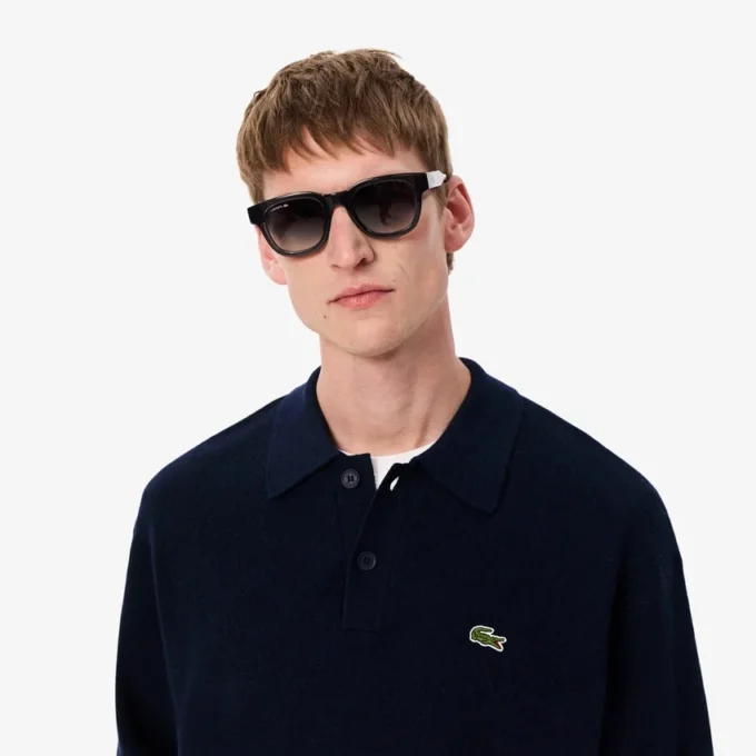 Camisola polo de lã de corte descontraído para homem