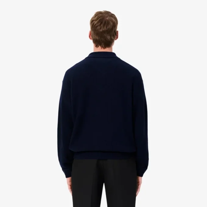 Camisola polo de lã de corte descontraído para homem