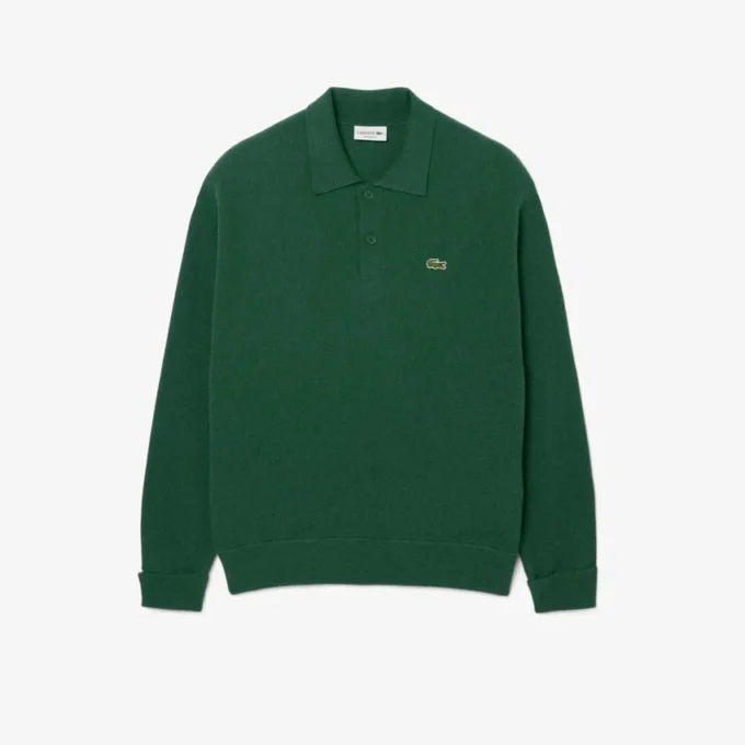 Camisola polo de lã de corte descontraído para homem