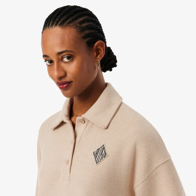 Camisola polo oversized com canelado